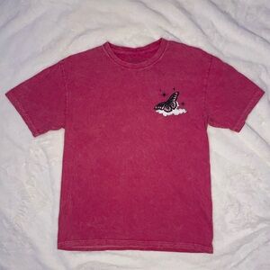 Rebellious One Pink Butterfly and Moon cycle Tee Size M